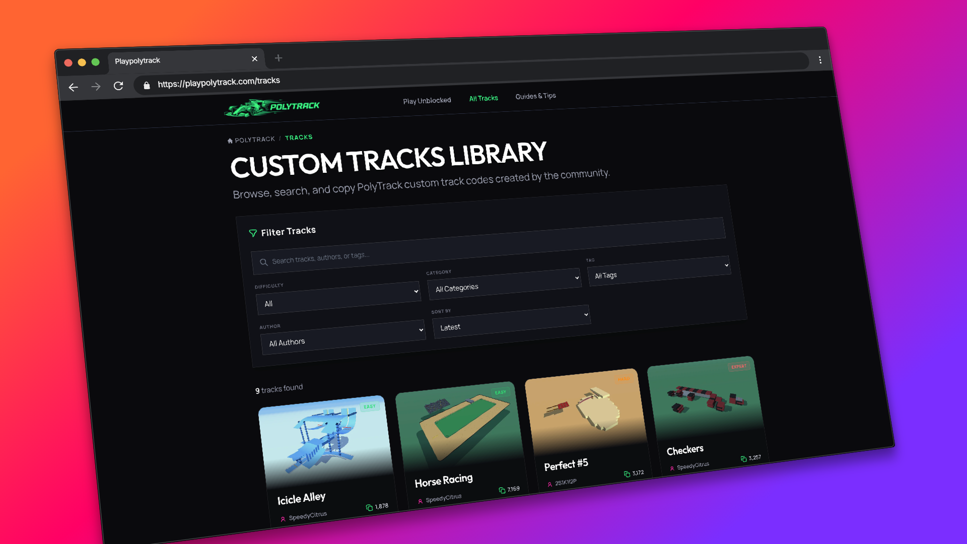 screenshot of playpolytrack.com